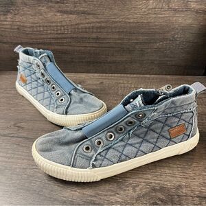 Blowfish Bento Hipster Chambray Hightop Zip Up Sneaker Size 9